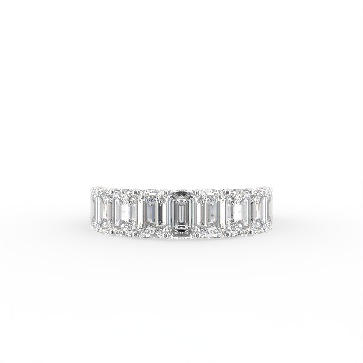 vimg:FJ4651|vimg:FJ4652|14K White Gold Half Eternity Emerald Diamond Ring — TOP