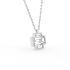 14K White Gold Baguette Diamond Pendant — 3D VIEW