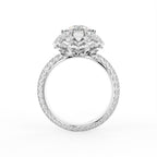 18K White Gold Floral Round Diamond Ring — FRONT