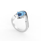 18K Blue Pear and Diamond Cocktail Ring — 3D VIEW