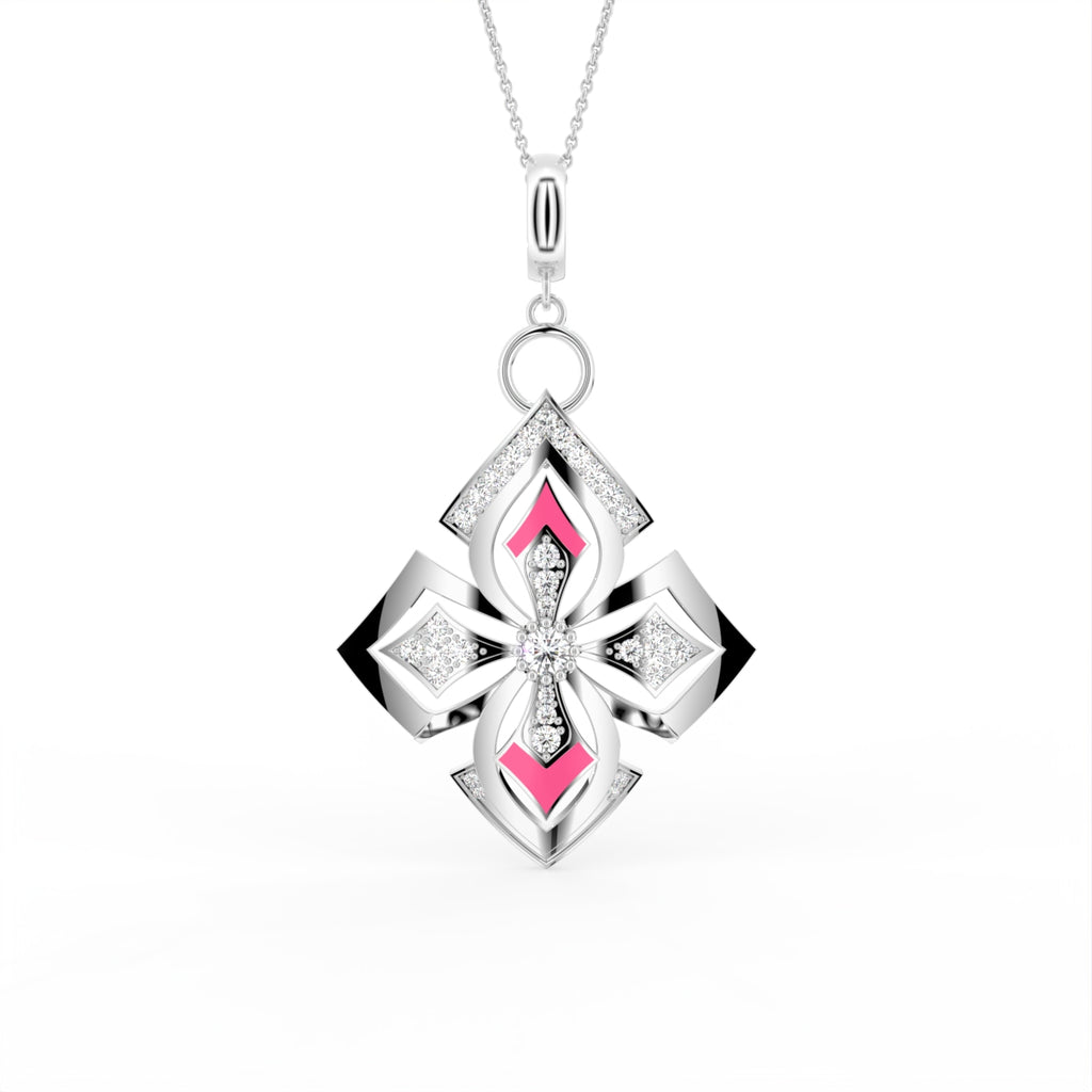 18K Rose Gold Bespoke Round Diamond Pendant — FRONT