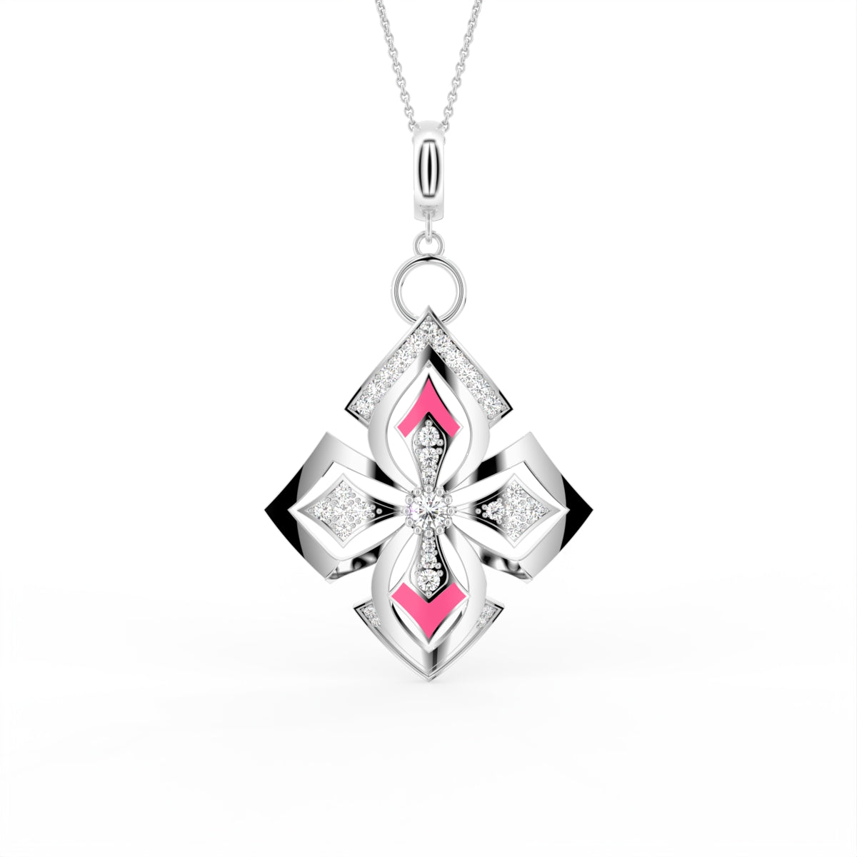 18K Rose Gold Bespoke Round Diamond Pendant — FRONT