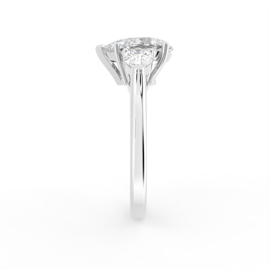 18K Trilogy Pear Diamond Engagement Ring — SIDE