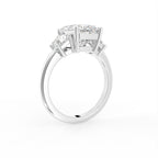 18K Trilogy Emerald-Cut Diamond Ring — 3D VIEW
