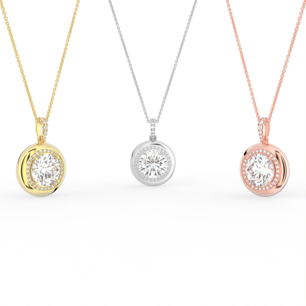 Sterling Silver Diamond Pendant — 3 COLOR