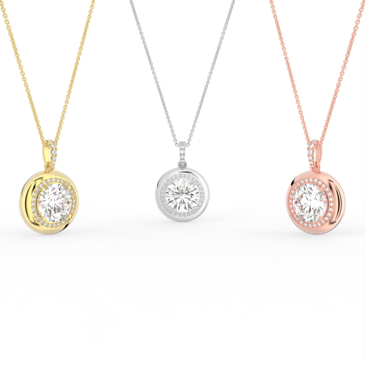 Sterling Silver Diamond Pendant — 3 COLOR