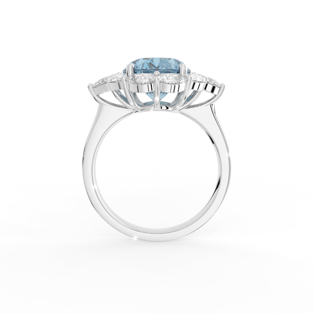 18K Halo Oval Diamond Ring — FRONT