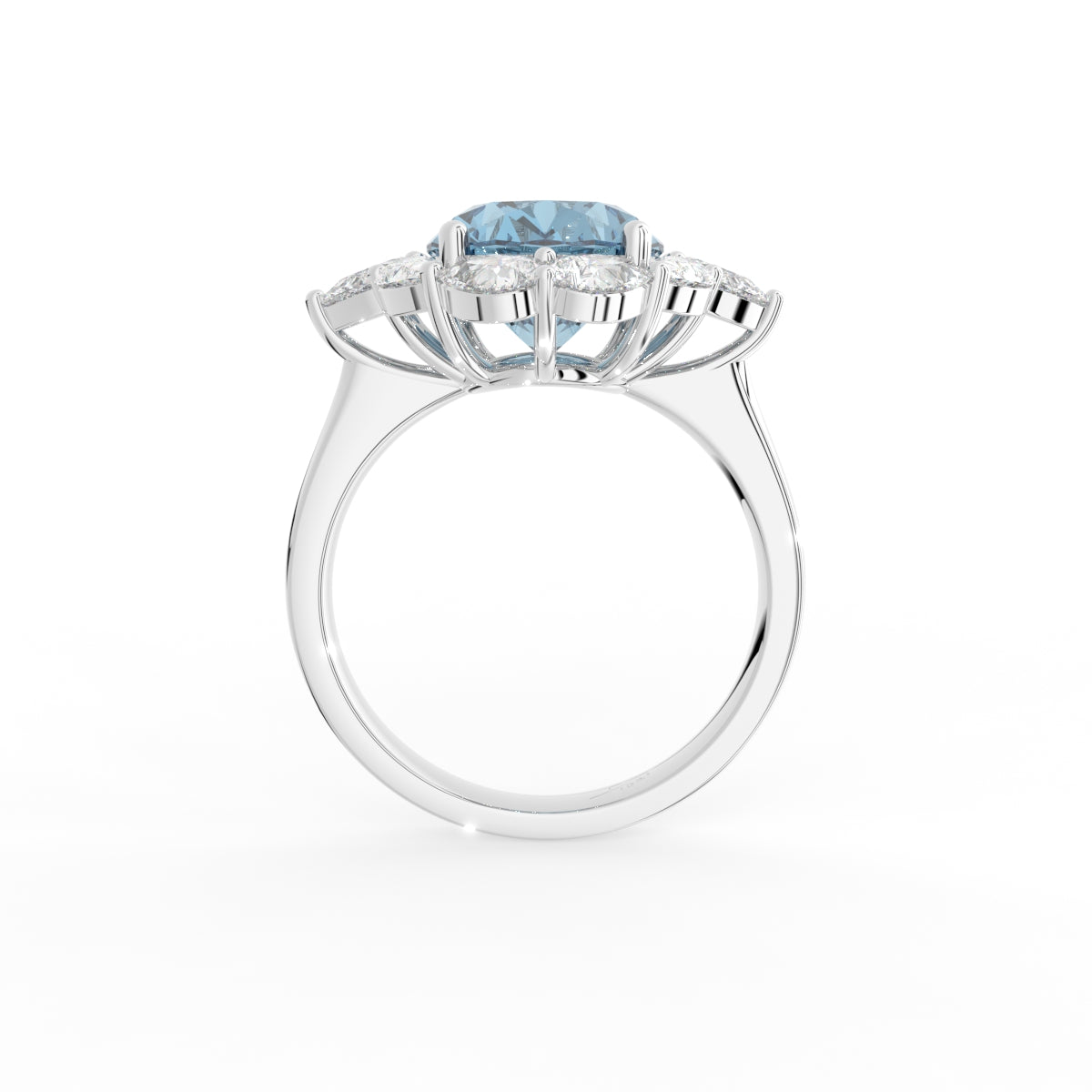 18K Halo Oval Diamond Ring — FRONT