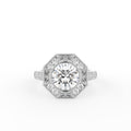 18K Bespoke Round Halo Diamond Ring — TOP