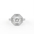 18K Bespoke Round Halo Diamond Ring — TOP