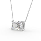 18K White Gold Radiant Solitaire Diamond Pendant — 3D VIEW
