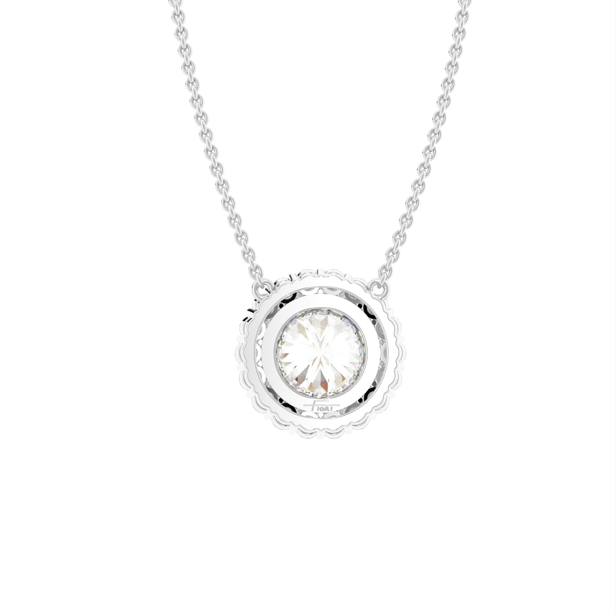 18K Halo Round Diamond Pendant — BACK
