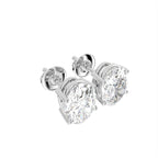 18K Oval Solitaire Diamond Earrings — 3D VIEW