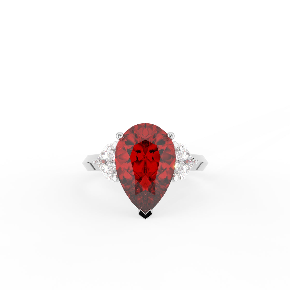 18K Trilogy Pear Diamond Ring — TOP