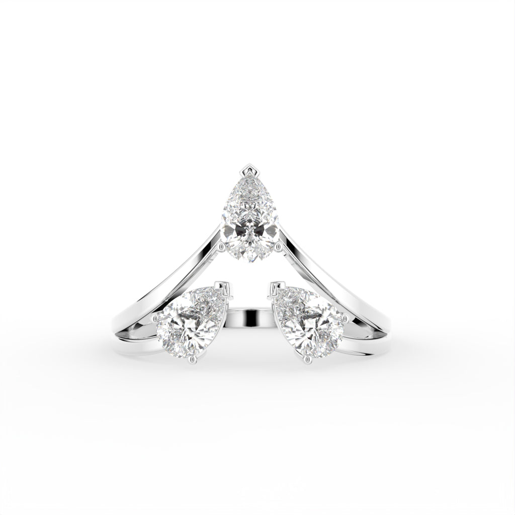 18K Bespoke Pear Diamond Ring — TOP