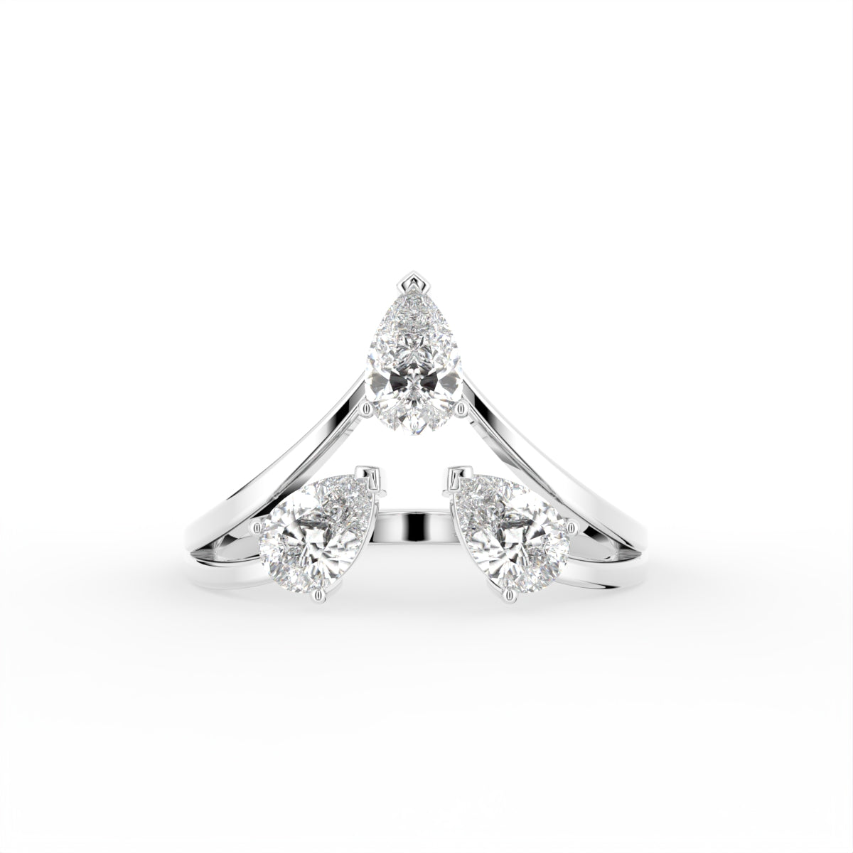 18K Bespoke Pear Diamond Ring — TOP