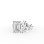 18K Emerald and Heart Diamond Engagement Ring — TOP