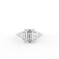 18K White Gold Trilogy Emerald Diamond Engagement Ring — TOP