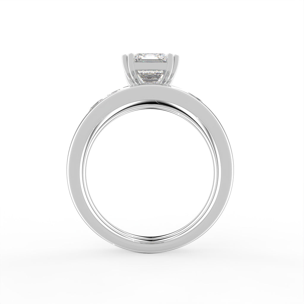 Sterling Silver Radiant Diamond Ring — FRONT/BACK