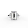 18K White Gold Trilogy Emerald Diamond Ring — TOP