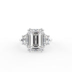 18K White Gold Trilogy Emerald Diamond Ring — TOP