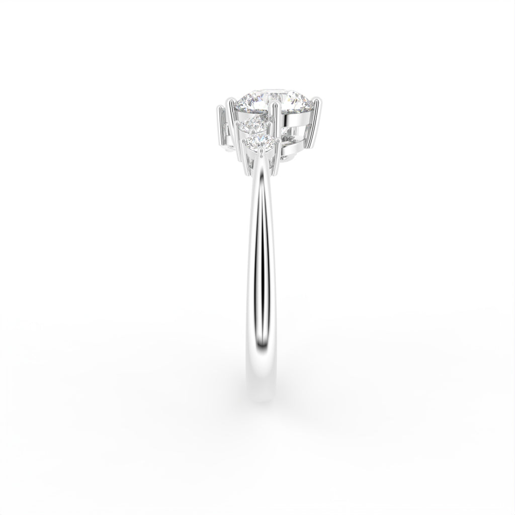 18K White Gold Bespoke Round Diamond Ring — SIDE