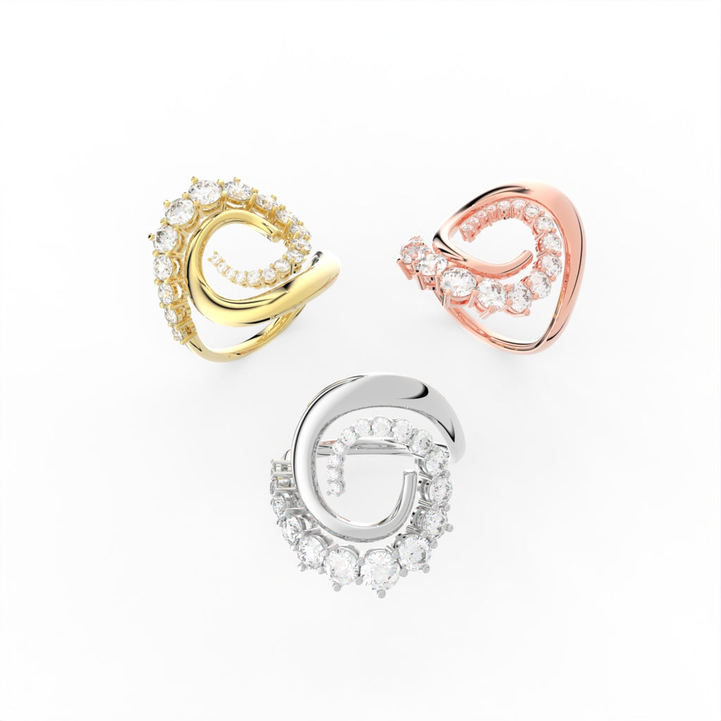 Sterling Silver Round Diamond Ring — 3 COLOR