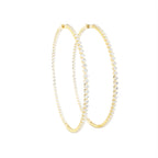 18K White Gold Round Diamond Hoop Earrings — 3D VIEW