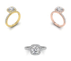 18K Halo Round Diamond Ring — 3 COLOR