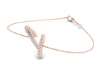 18K Rose Gold Alphabet Round Diamond Bracelet — 3D VIEW