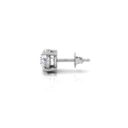 14K White Gold Solitaire Round Diamond Stud Earrings — SIDE VIEW