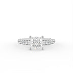 18K Princess Cut Diamond Shoulder Set Ring — TOP