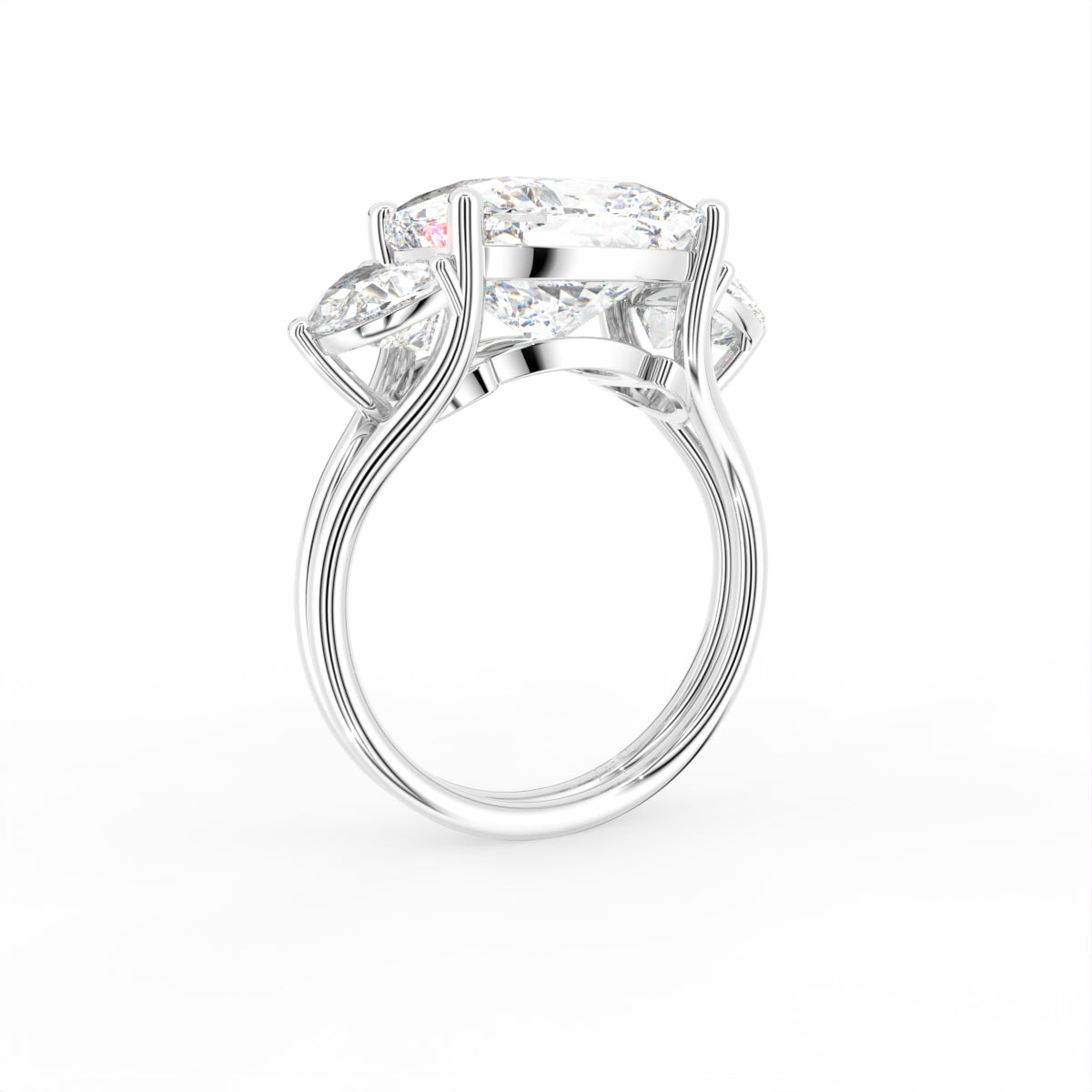 18K Trilogy Radiant Diamond Ring — 3D VIEW