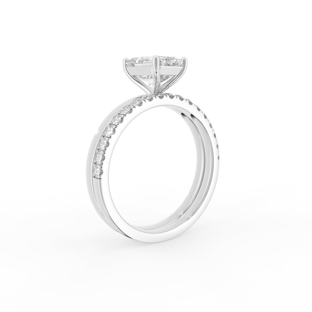 18K Solitaire Emerald Cut Diamond Engagement Ring — 3D VIEW