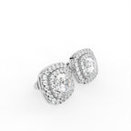 18K Halo Lab Grown Diamond Earrings — 3D VIEW
