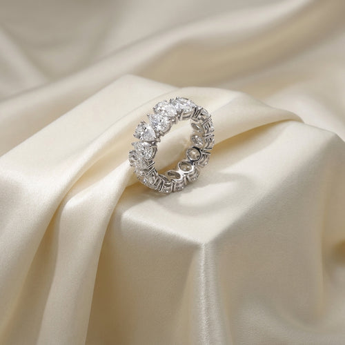 14K White Gold Full Eternity Pear Diamond Ring