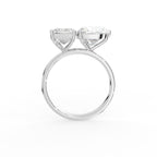 18K Emerald and Heart Diamond Engagement Ring — FRONT