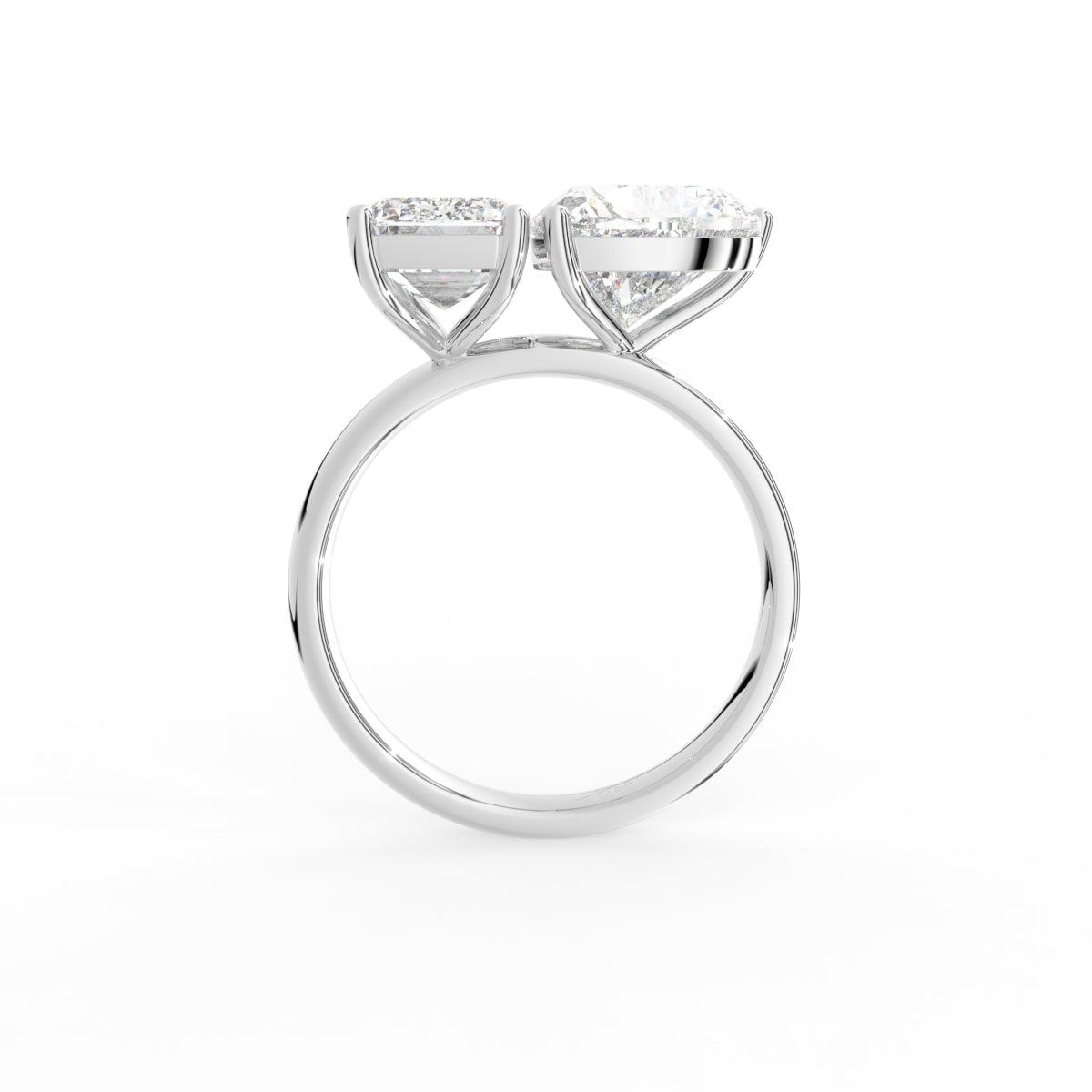 18K Emerald and Heart Diamond Engagement Ring — FRONT