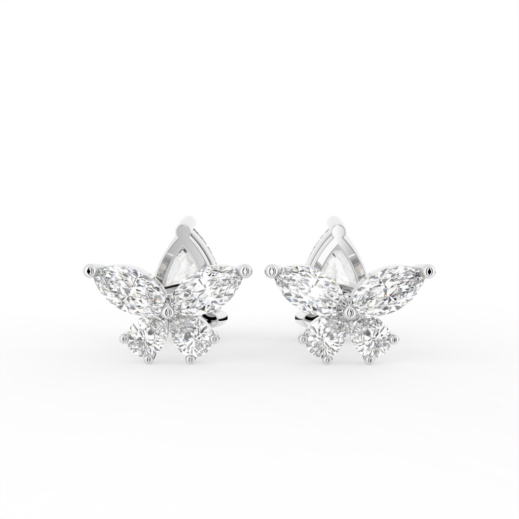 18K Pear Butterfly Diamond Earrings — BACK