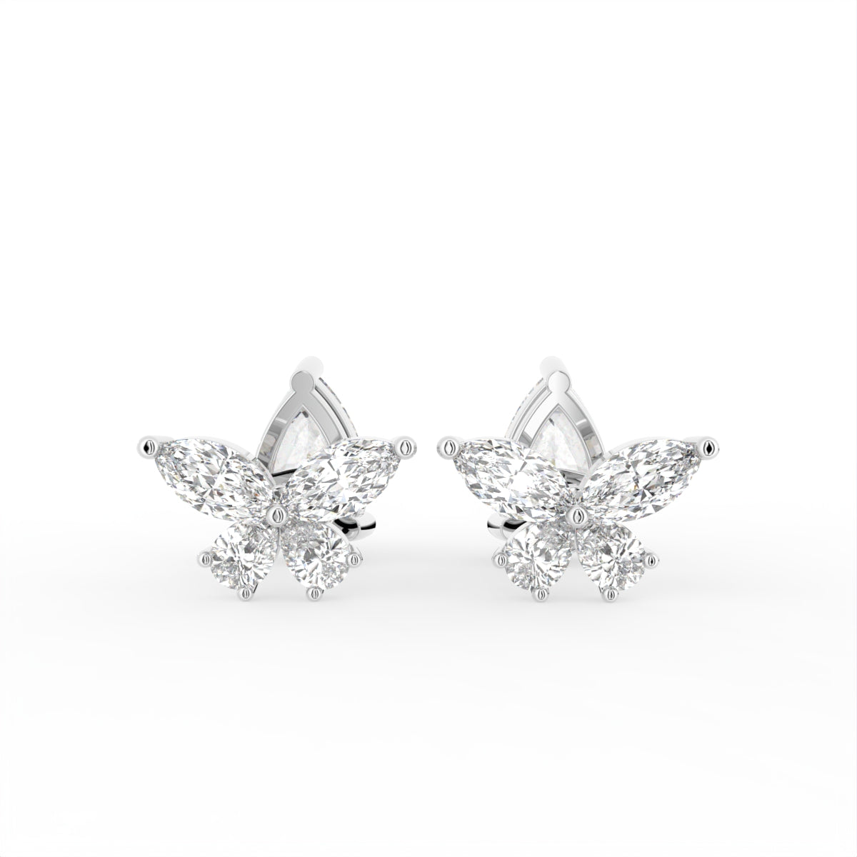 18K Pear Butterfly Diamond Earrings — BACK