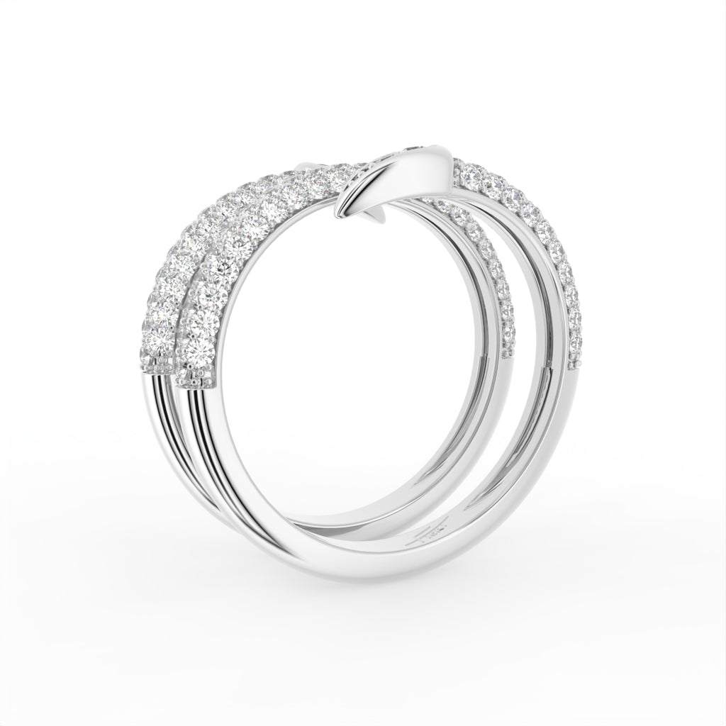18K Spiral Pave Diamond Ring — 3D VIEW