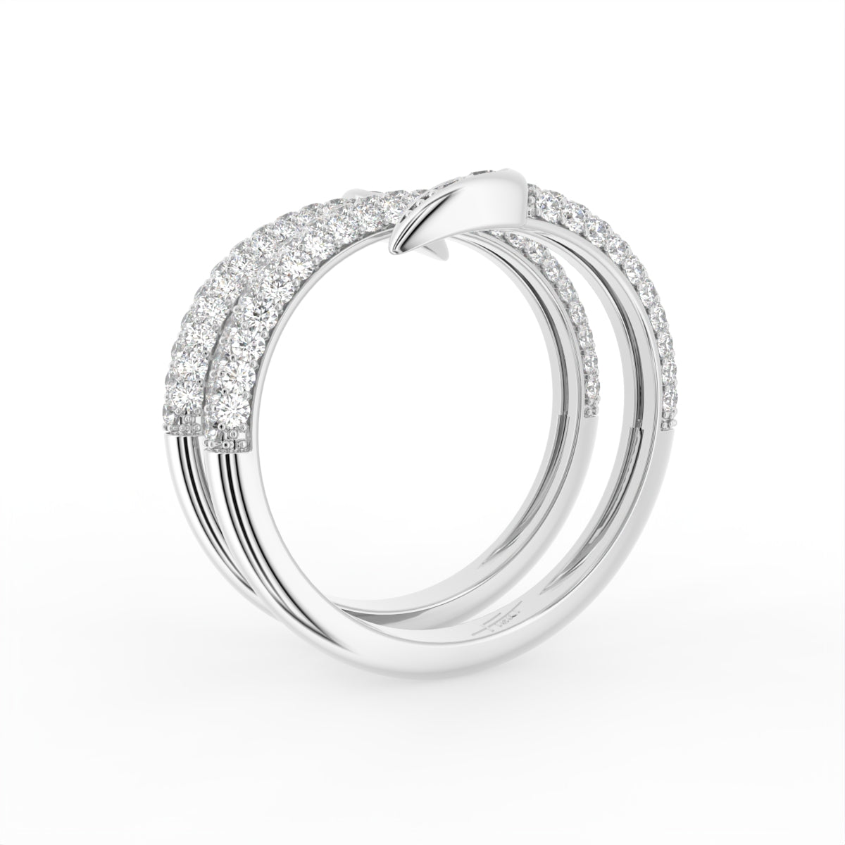 18K Spiral Pave Diamond Ring — 3D VIEW