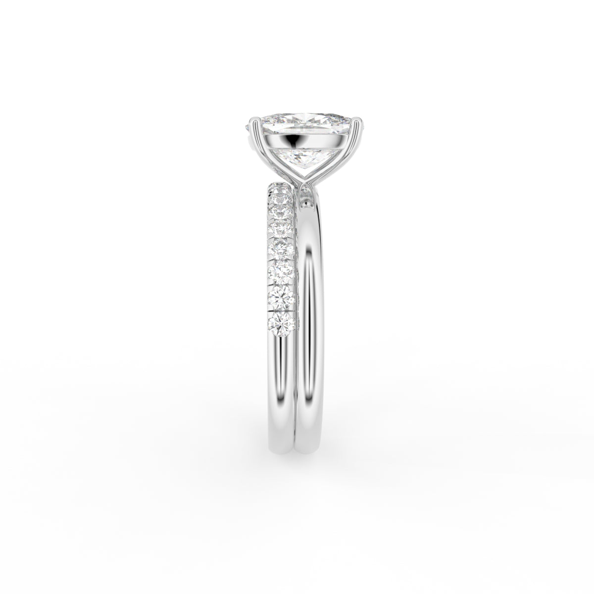 18K Solitaire Cushion Diamond Ring — SIDE