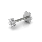 18K Flower Diamond Piercing Earrings — 3D VIEW