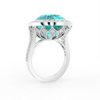 18K Halo Oval Statement Diamond Ring — 3D VIEW