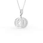 18K Solitaire Pave Diamond Pendant — 3D VIEW