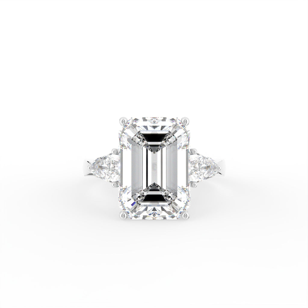 18K Trilogy Radiant-Cut Diamond Ring — TOP