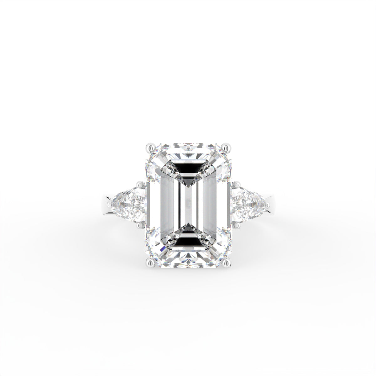 18K Trilogy Radiant-Cut Diamond Ring — TOP