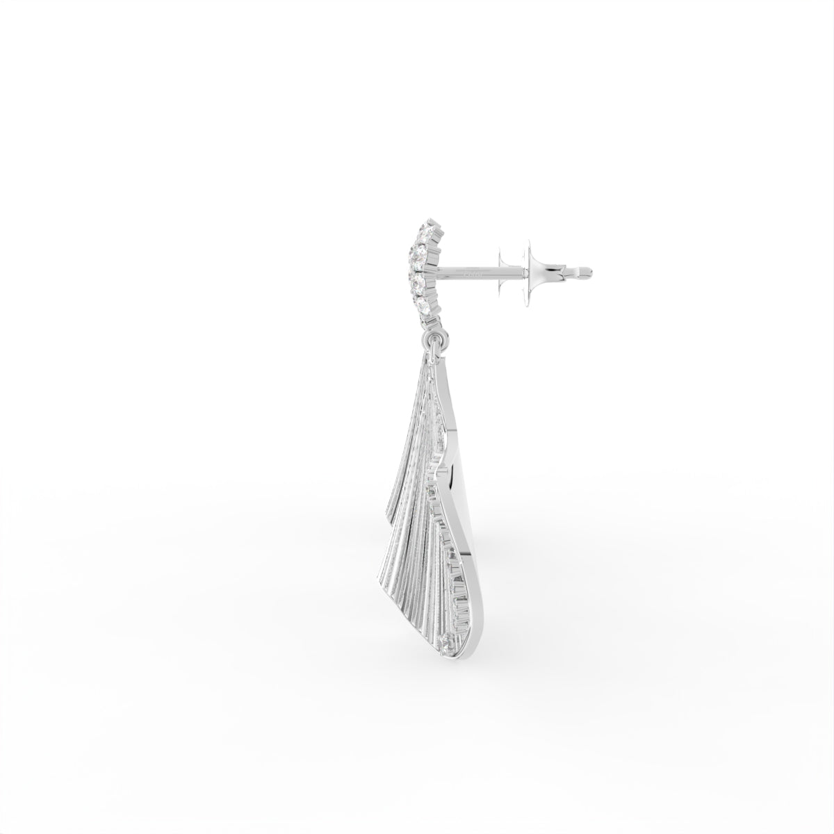Sterling Silver Round Diamond Earrings — 3D / RIGHT