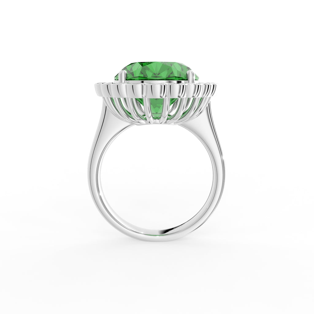 18K Halo Oval Diamond Ring — FRONT